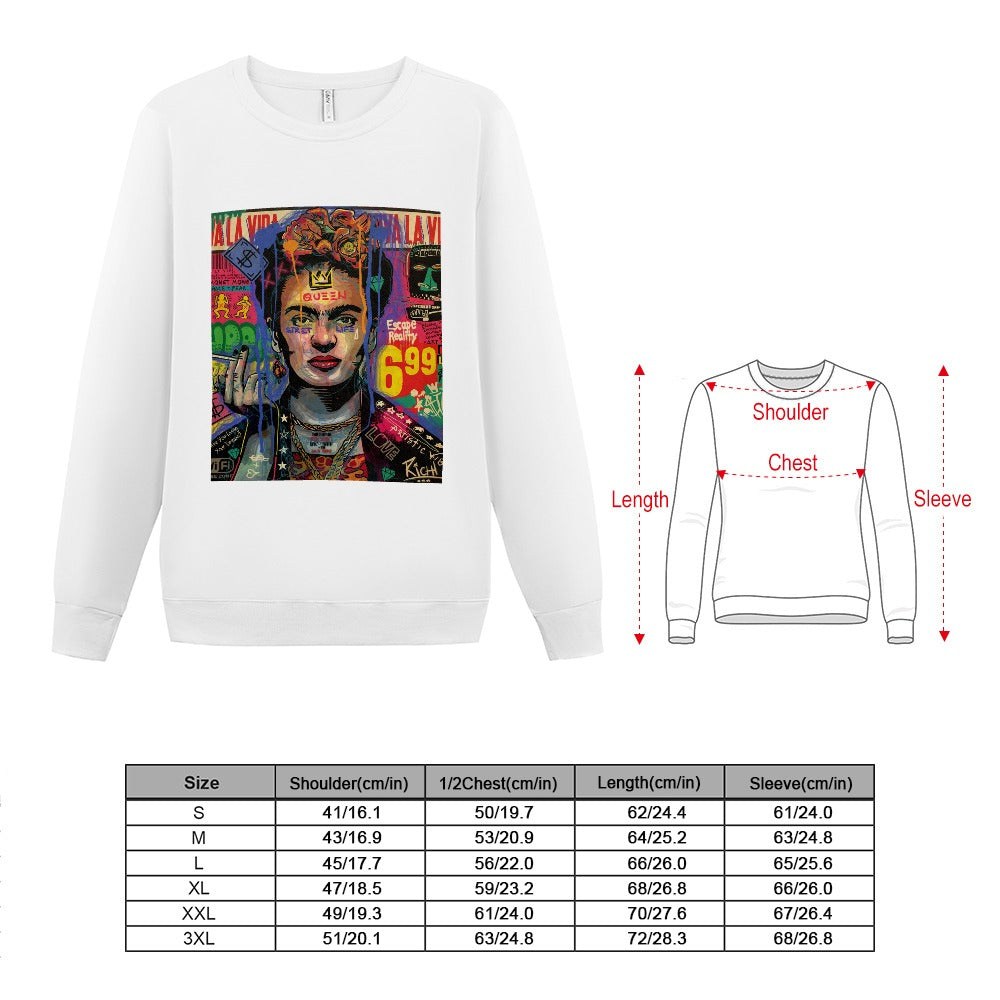 Playera gruesa de algodón de manga larga para mujer DTG