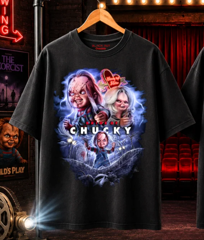 Playera Overside 260gr BLACK OUT Colección Pelicula CHUKKY