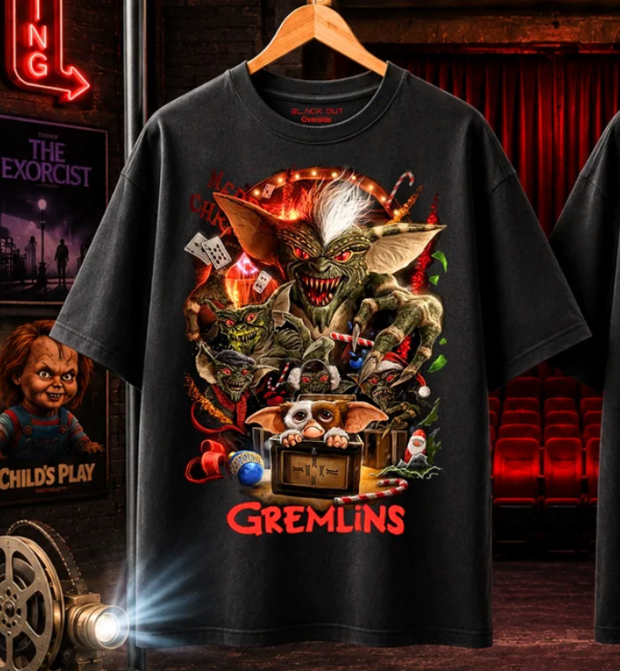 Playera Overside 260gr BLACK OUT Colección Pelicula GREMLINS