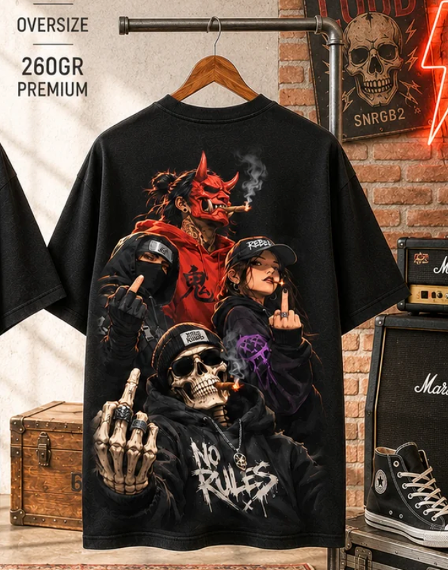Playera Overside 260gr BLACK OUT Colección Atrás NO RULES