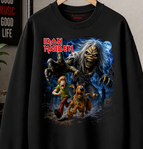 Sudadera BLACK OUT – Iron Maiden x Scooby-Doo | Oversize 290 g Premium