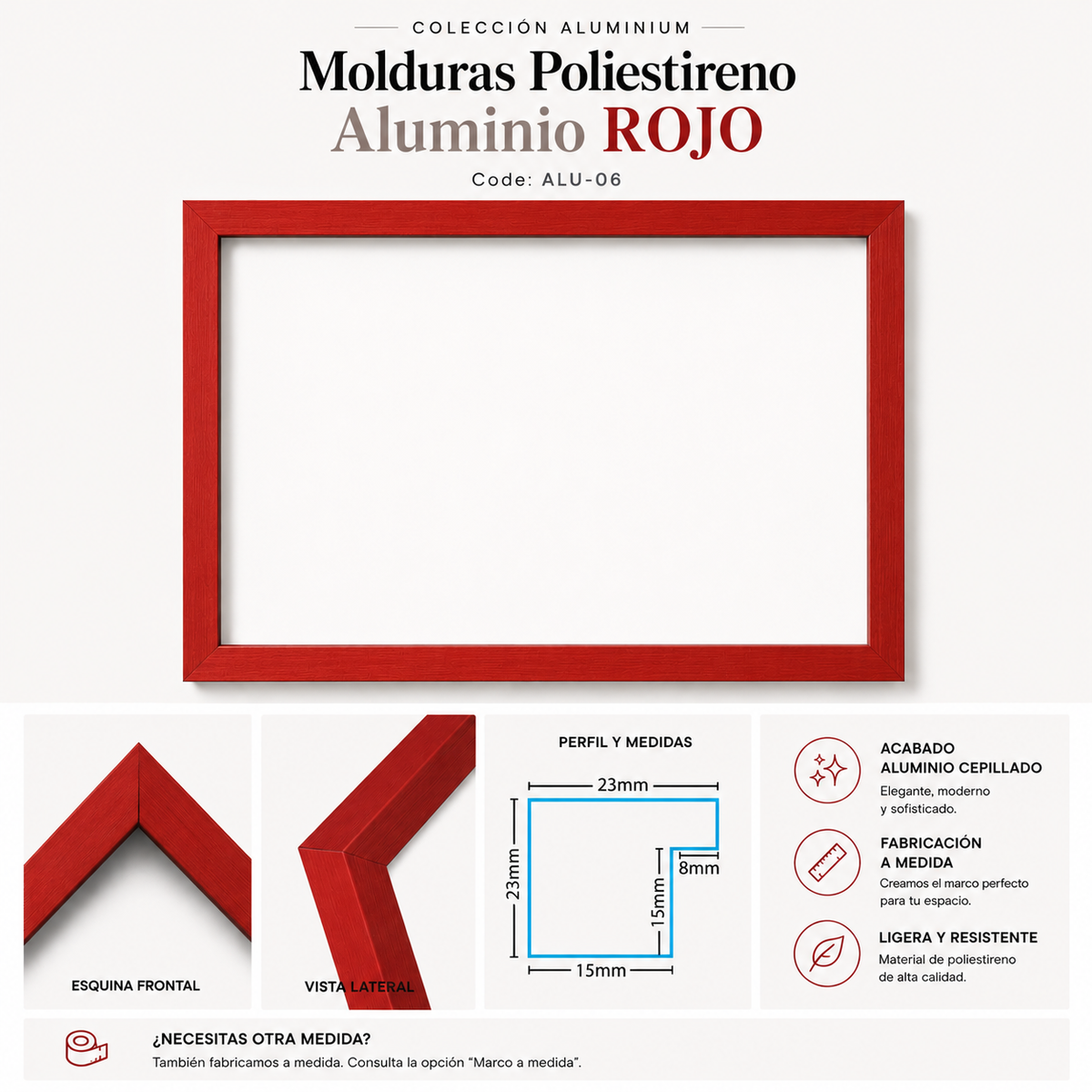 Marco Essential Colección Aluminio ROJO ALU-06 INCLUIDO