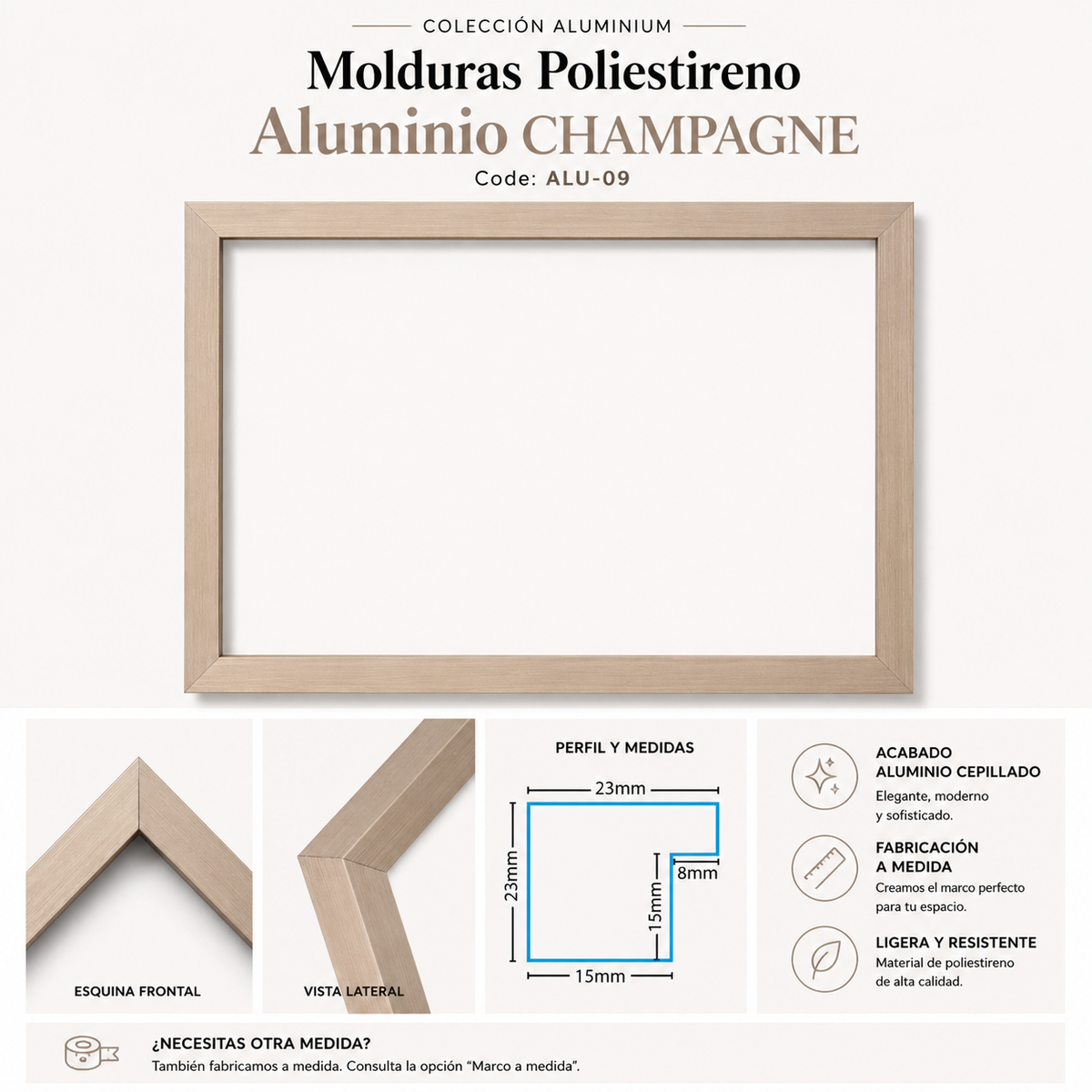 Marco Essential Colección Aluminio Champagne ALU-09