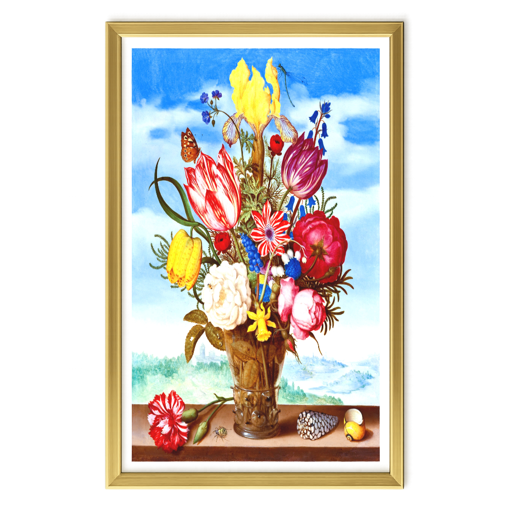 Recarga vertical Larga Switch in Art impressa Print de Galería "Jarrón de flores con fondo de paisaje "