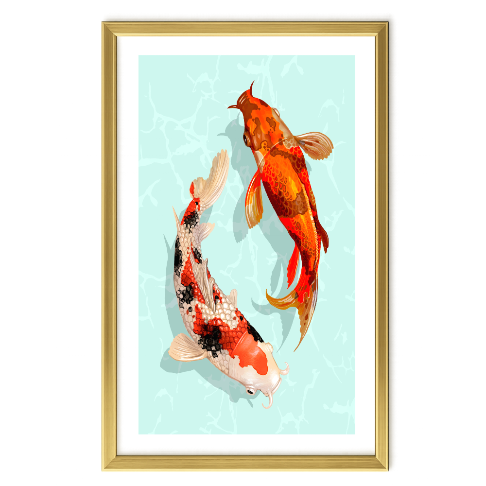 Recarga vertical Larga Switch in Art impressa Print de Galería " Peces Koi en el agua"
