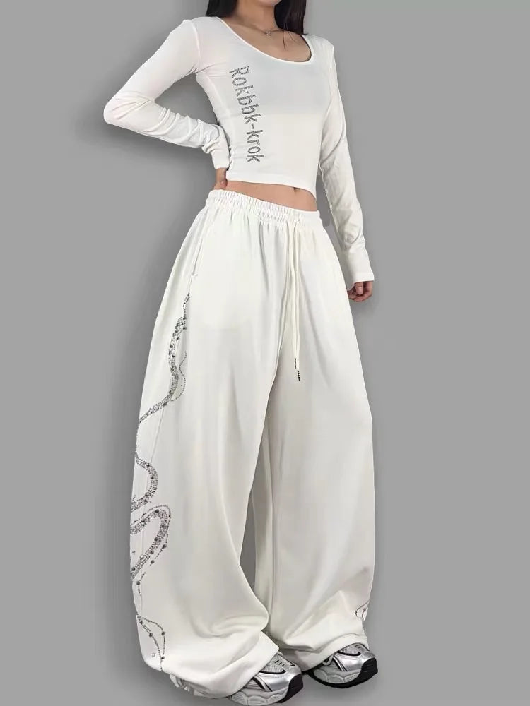 Pantalones Casuales de Pierna Recta con Estampado de Serpiente, Estilo Urbano Americano, para Bailar, Cintura Alta, Mezcla de...