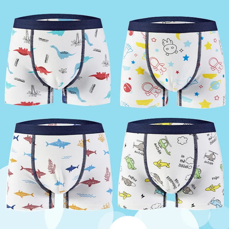 Conjuntos de calzoncillos tipo bóxer para niños, ropa interior de algodón para niños, calzoncillos para bebés, bragas suaves con estampado de dinosaurio de dibujos animados para adolescentes, 4/8 Uds.