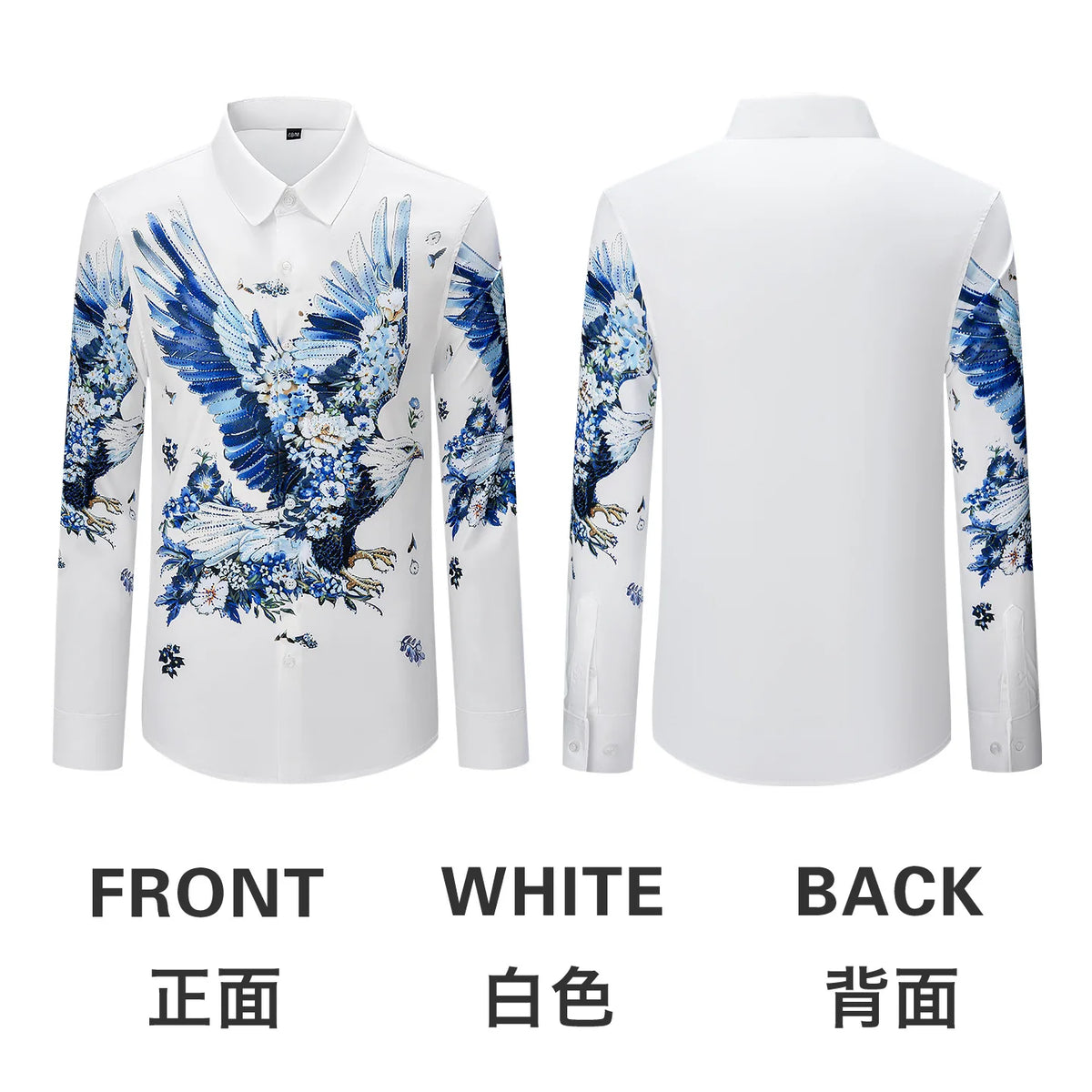 Camisa de lujo con estampado 3D de diamantes de imitación para hombre, camisas informales de manga larga para otoño e invierno, trajes de espectáculo escénico para fiesta de banquete Social