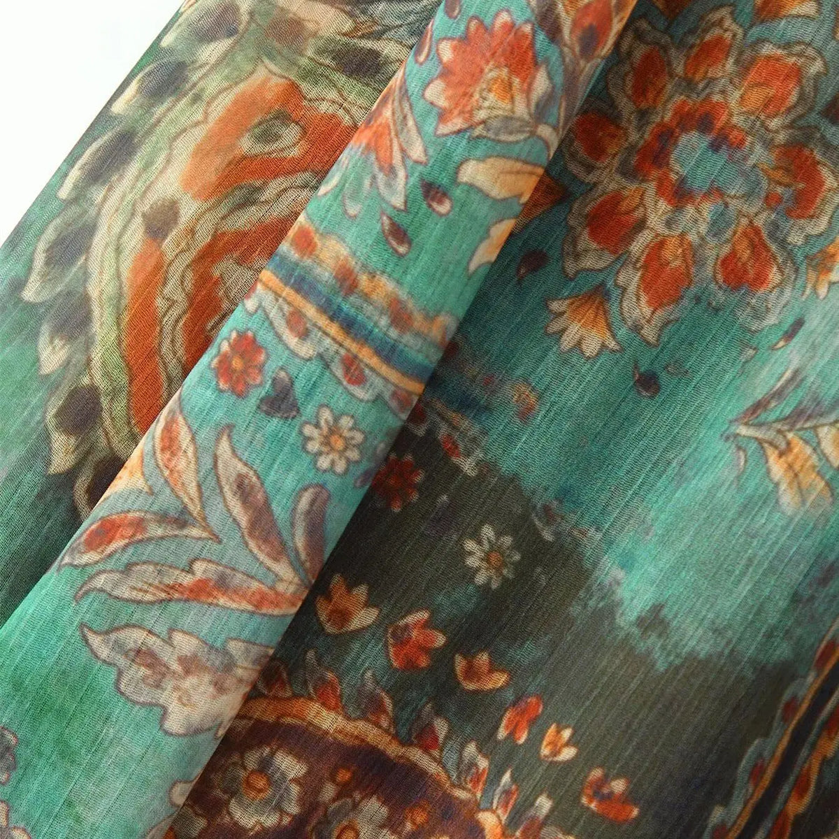 Falda Midi de Gasa con Estampado Retro Dulce y Moderno para Mujer, Estilo Veraniego, Diseño Holgado en la Cintura, Corte en A...