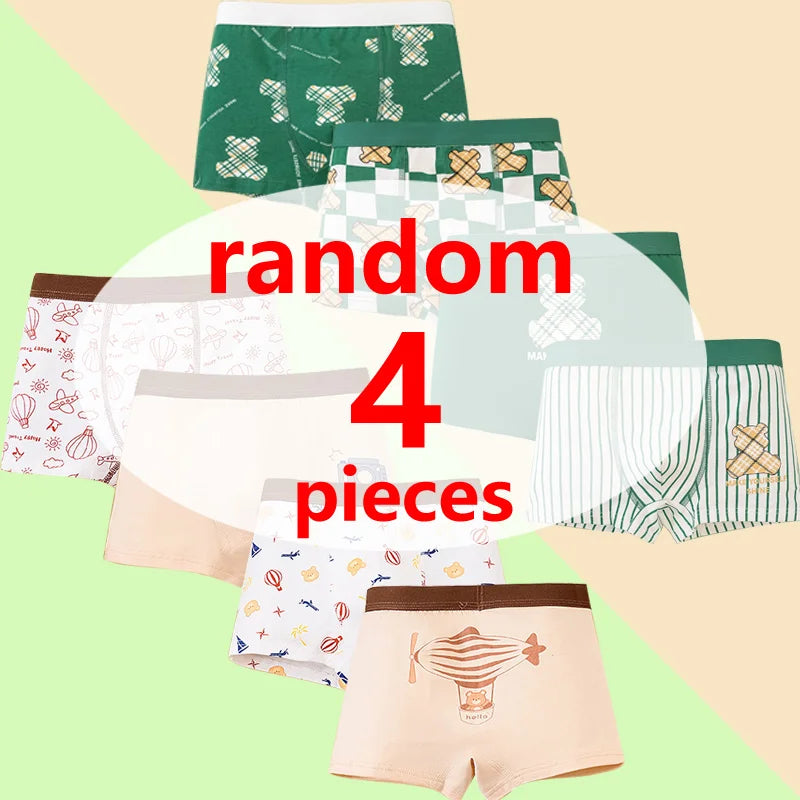 1/2/4/6 Uds. Calzoncillos Boxer para niños, ropa interior de algodón para niños, calzoncillos transpirables para bebés, bragas con estampado de dibujos animados para adolescentes, novedad de 2025