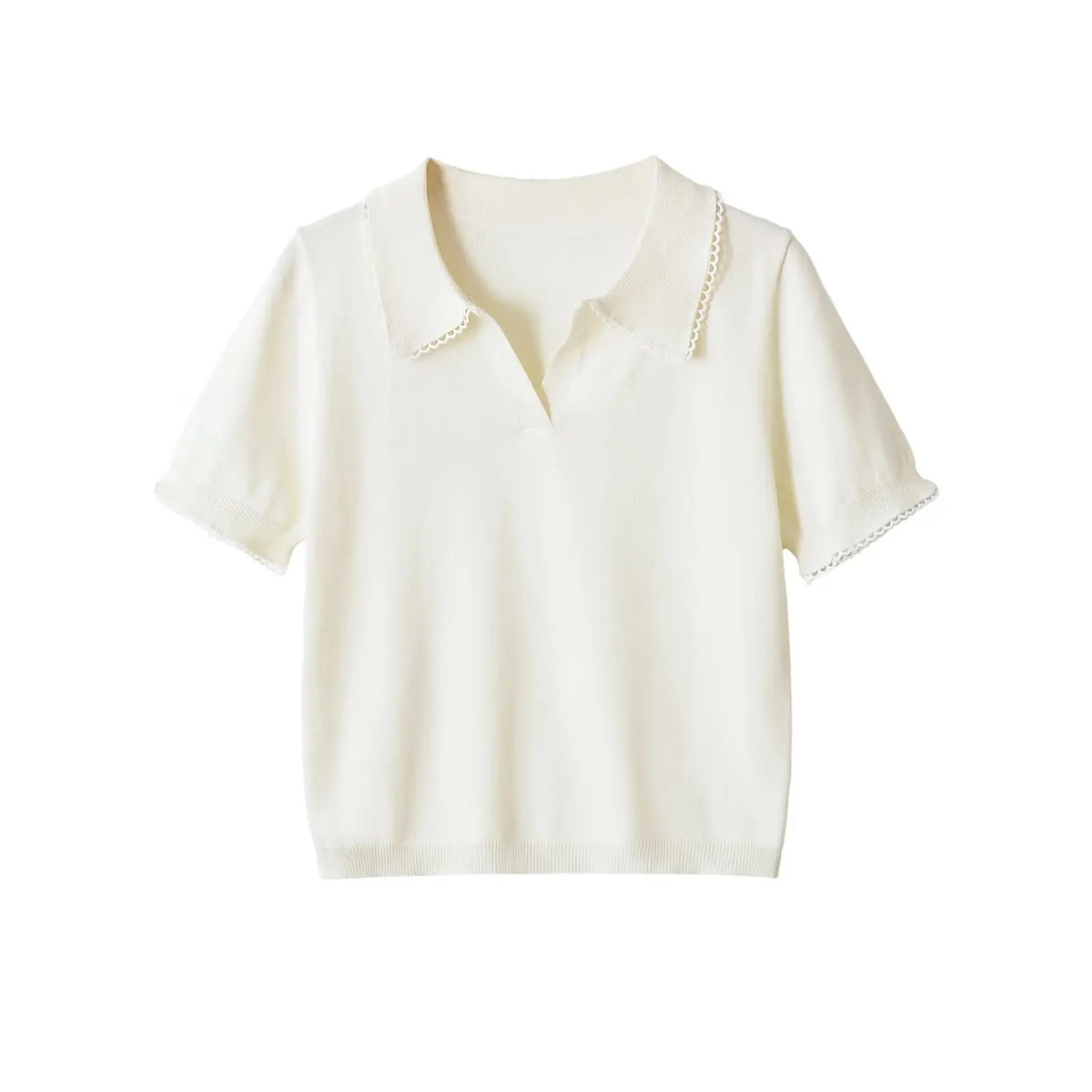 Blusa Polo Elegante para Mujer – Detalles de Encaje y Estilo Casual Chica