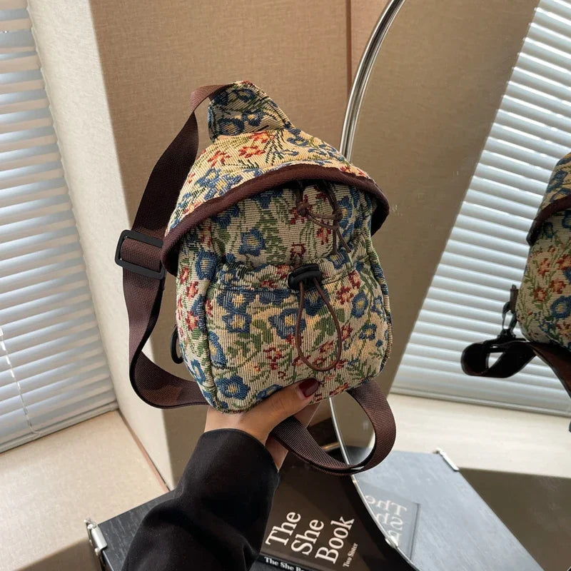 Bolso cruzado de moda para niñas y mujeres, bolso de teléfono de estilo chino, bolsillo en el pecho con estampado étnico, bolso de tela pequeño de un hombro, nuevo