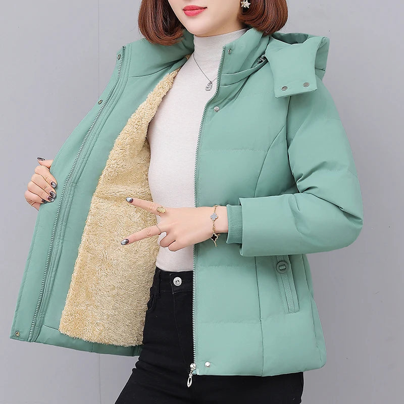 Chaqueta de algodón con forro polar grueso para mujer ENYW, abrigo informal holgado de invierno, ropa cálida para mamá, manga...