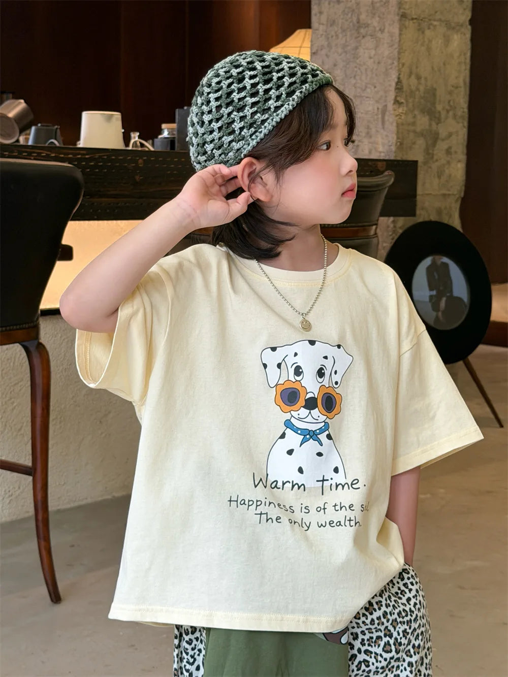 Novedad de verano, camiseta holgada con estampado de dibujos animados de estilo coreano para niños, camiseta de manga corta p...