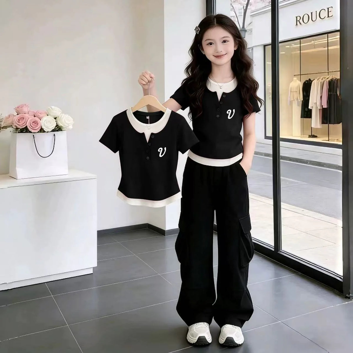 Camiseta de Manga Corta con Cuello Redondo para Niños, Estilo 2026, Corte Ajustado, Informal, Moda Infantil, Mezcla de Algodó...