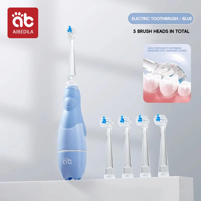 Cepillo de dientes eléctrico sónico para niños de 1 a 15 años, cuidado dental primario profesional, IPX7, resistente al agua, cerdas suaves DuPont