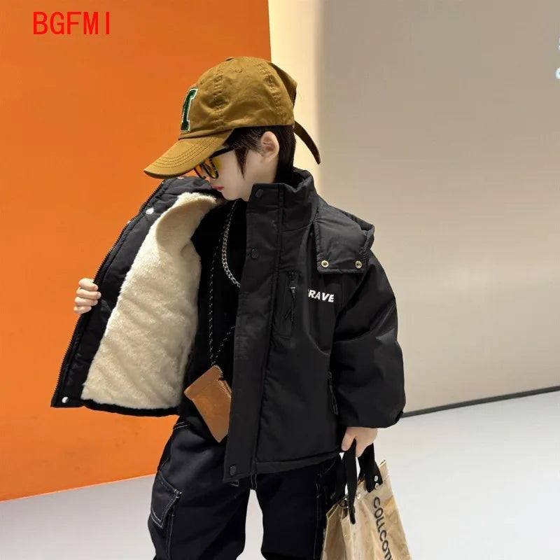 Abrigo de algodón grueso impermeable y cortavientos para niños de 2 a 9 años, nueva chaqueta polar con capucha para niños pequeños, parka cálida y gruesa para invierno 2026