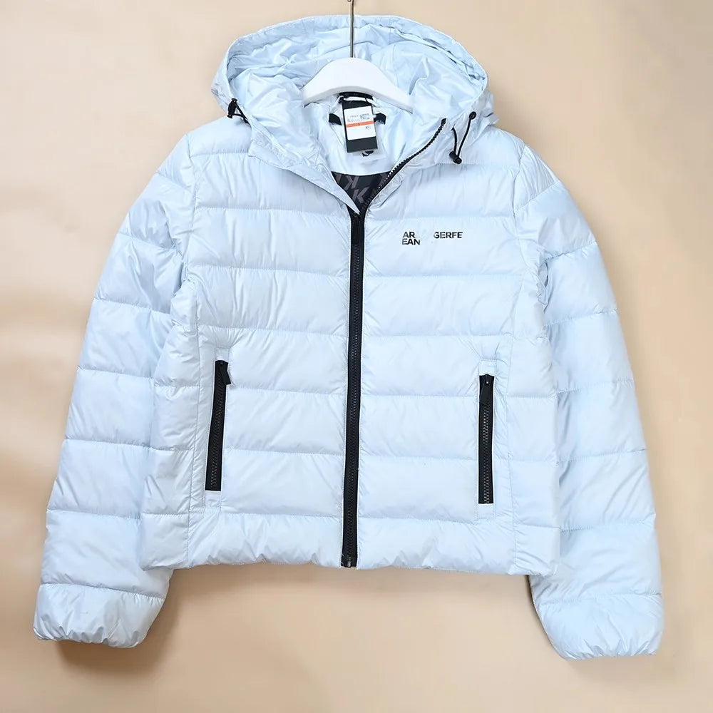 Chaqueta Corta Acolchada de Algodón para Mujer, Estilo Otoño Invierno, con Estampado de Letras, Capucha, Informal, Estilo Ame...