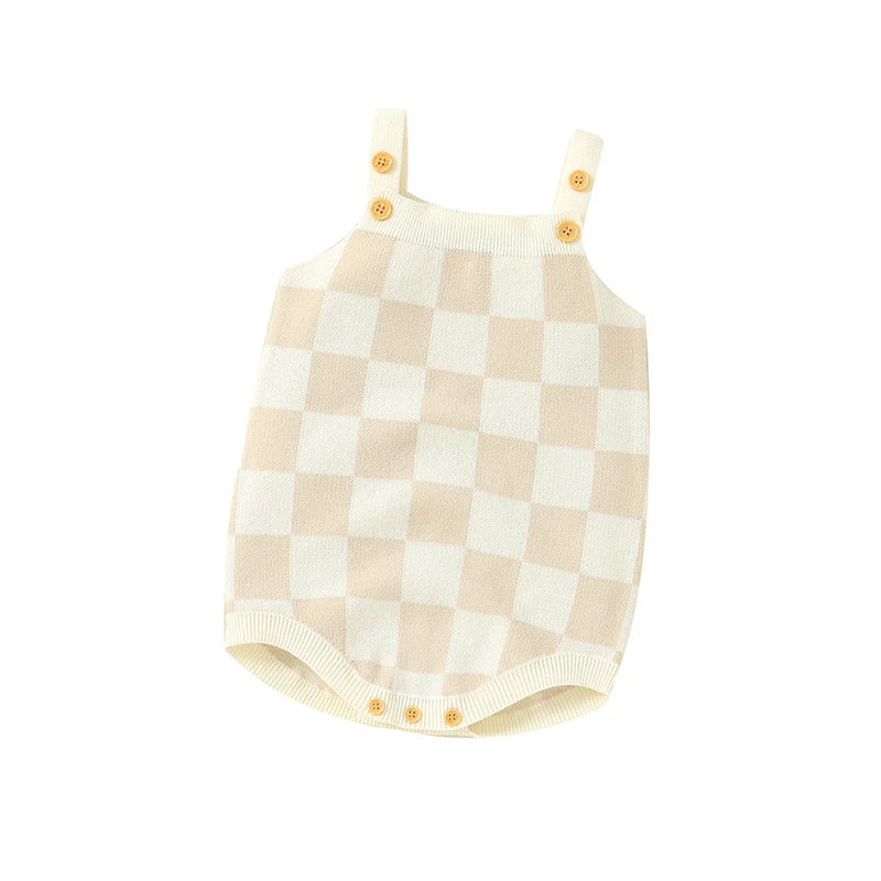 Body infantil, ropa de 0 a 18m con patrón a cuadros para recién nacidos, niños y niñas, mono informal sin mangas, mono, trajes para niños pequeños de una pieza