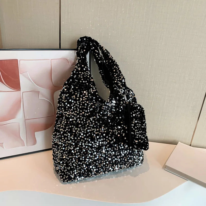 Bolso Tote para Mujer, Bolso de Hombro con Lentejuelas, Bolso Hobo Moderno, Bolso para Llevar Bajo el Brazo, para el Trabajo, Viajes y Compras