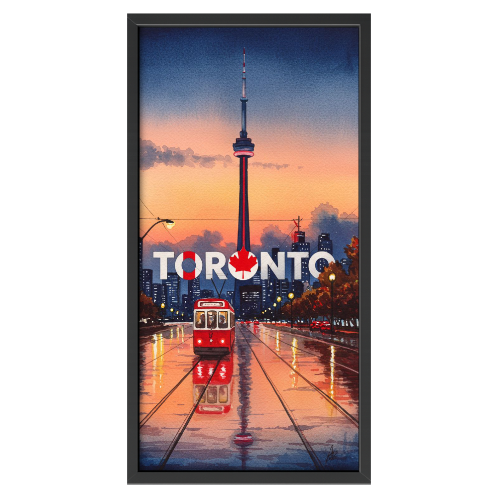 Recarga vertical Estrecha Switch in Art impressa Ciudad "Atardecer en Toronto"
