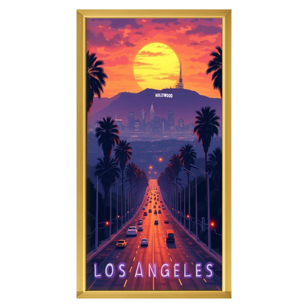 Recarga vertical Estrecha Switch in Art impressa Ciudad "Atardecer en Los Ángeles"