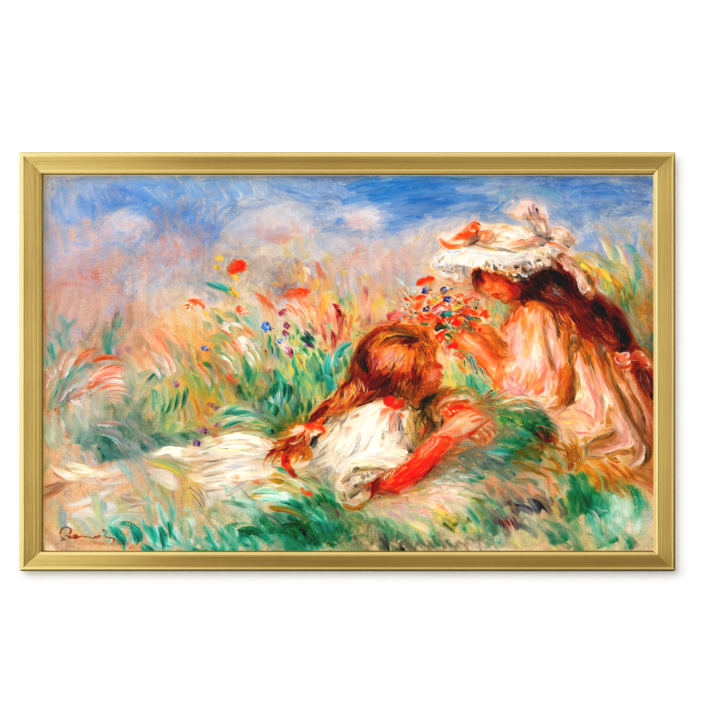Recarga horizontal Larga Switch in Art impressa Pierre-Auguste Renoir "Dos niñas en un prado"