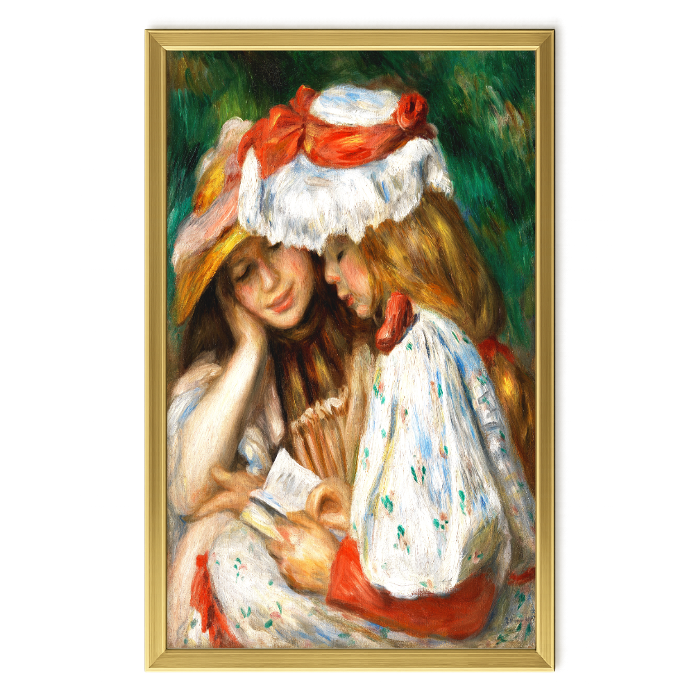 Recarga vertical Larga Switch in Art impressa Pierre-Auguste Renoir " Muchachas con sombrero leyendo"