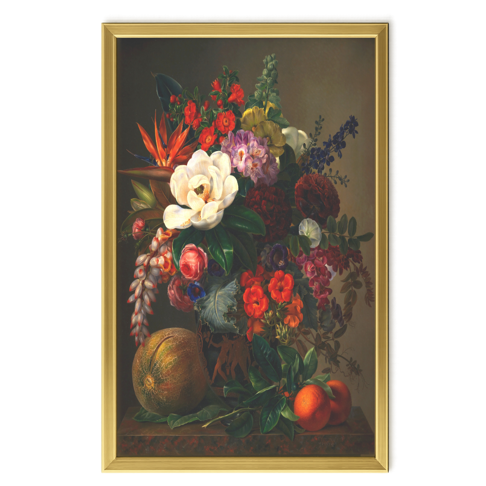 Recarga vertical Larga Switch in Art impressa Pintura "Naturaleza muerta con flores y frutas"