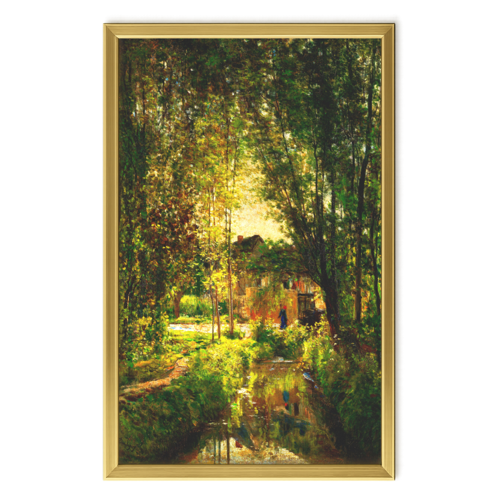 Recarga vertical Larga Switch in Art impressa Pintura "Paisaje con arroyo y cabaña"
