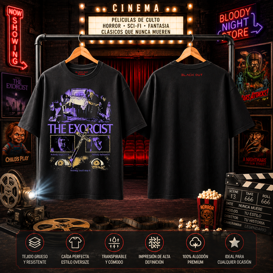 Playera Overside 260gr BLACK OUT Colección Pelicula Exorsist