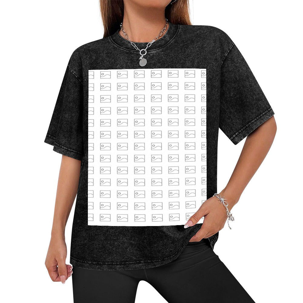 #Playera Vintage de Manga Corta con Hombros Descubiertos