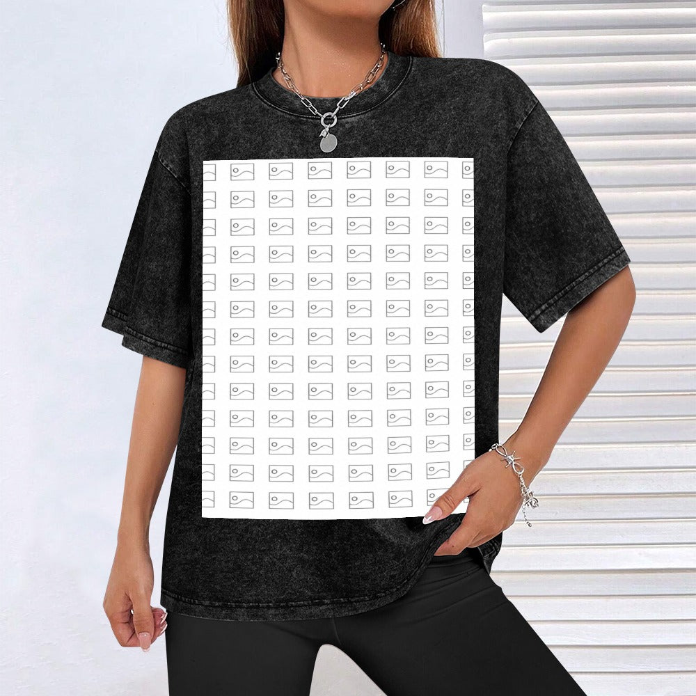 #Playera Vintage de Manga Corta con Hombros Descubiertos
