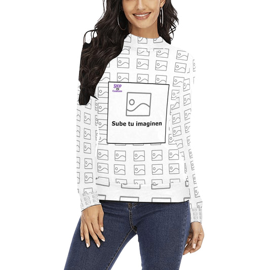 Suéter de Cuello Alto para Mujer con Impresión Integral (H43)