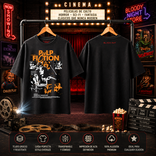 Playera Overside 260gr BLACK OUT Colección Pelicula PULPE FICTION