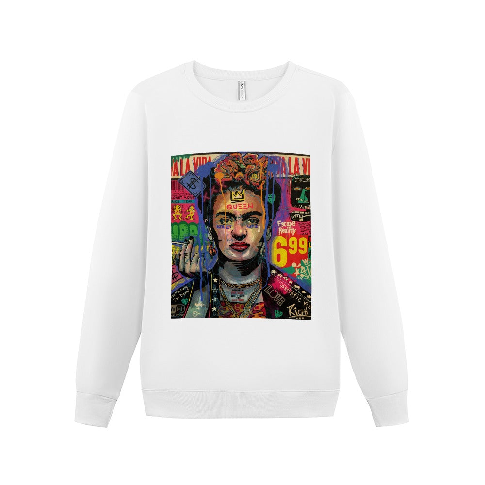 Playera gruesa de algodón de manga larga para mujer DTG