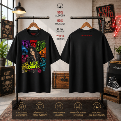 Playera BLACK OUT – Alice Cooper · Oversize 260 g