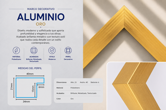 Marco Premium Colección Aluminio 12 Oro