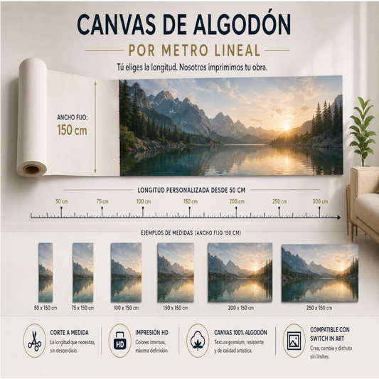 Canvas Algodón (Ancho 150cm), Impresión lineal personalizada