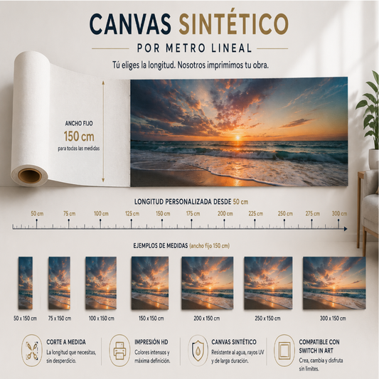 Canvas Sintetico (Ancho 150cm) , Mate o Brillante Impresión lineal personalizada
