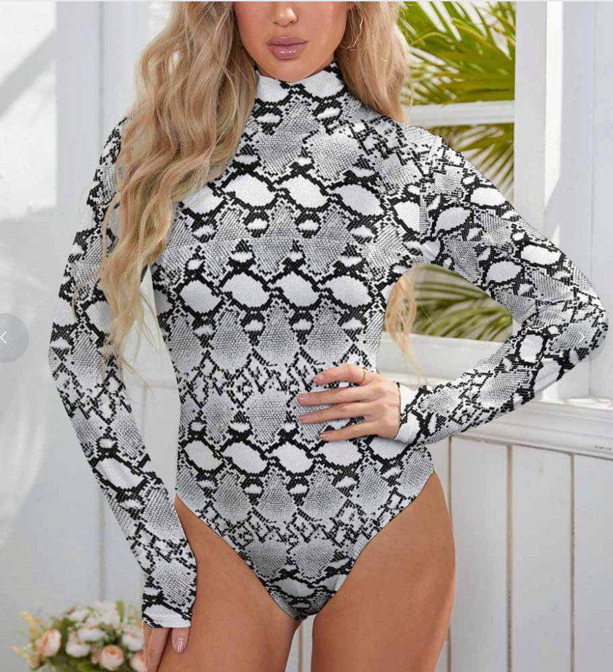 Body de cuello alto y manga larga para mujer