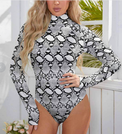 Body de cuello alto y manga larga para mujer
