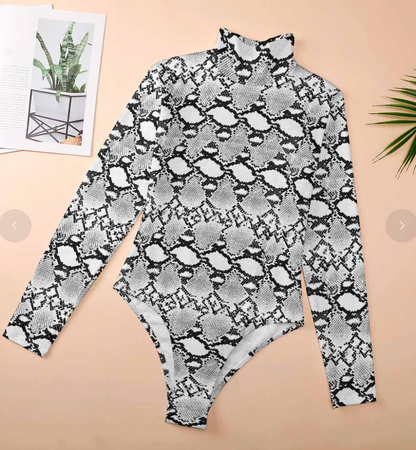 Body de cuello alto y manga larga para mujer
