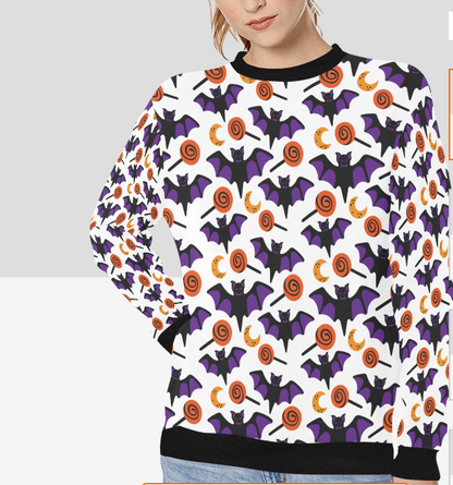 Sudadera de cuello redondo con puños acanalados para mujer (H34)