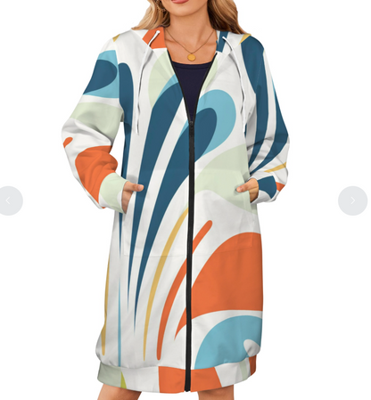 Abrigo largo con capucha para mujer (H72)
