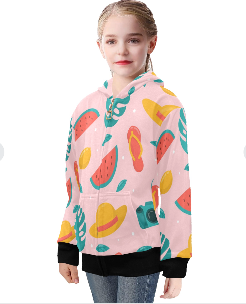 Sudadera con Capucha y Cierre para Niña Grande – Modelo H58