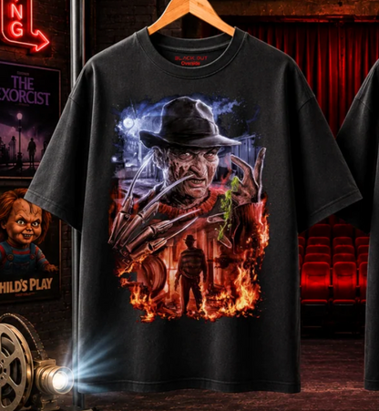 Playera Overside 260gr BLACK OUT Colección Pelicula FREDDY
