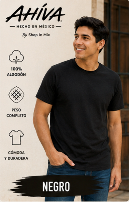 Playera Caballero AHÍVA Peso Completo · 100% Algodón