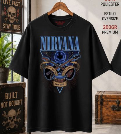 Playera BLACK OUT – Nirvana Blue · Oversize 260 g