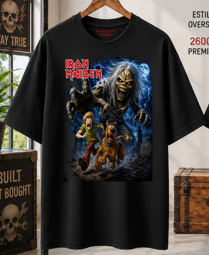Playera BLACK OUT – Iron Maiden x Scooby-Doo · Oversize 260 g